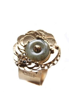 Bracelet manchette en laiton dor&eacute; et pierres semi pr&eacute;cieuses NEUF Px boutique 350&euro;