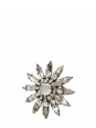 Flower / star shaped white swarovski crystal and bead gold ring