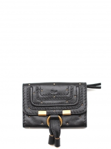 Marcie black leather and gold studs coin purse Retail price $350