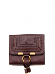 Marcie chocolate brown grained leather square wallet Retail price 350&euro;