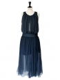 Petrol blue silk chiffon long dress, evening gown Retail price 2000€ Size 38/38