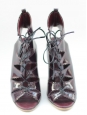 Bottines en cuir verni bordeau NEUVES Prix boutique 950€ Taille 37