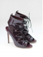 Bottines en cuir verni bordeau NEUVES Prix boutique 950€ Taille 37
