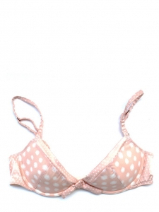 Soutien gorge en satin rose &agrave; pois blanc Taille 95A/90B