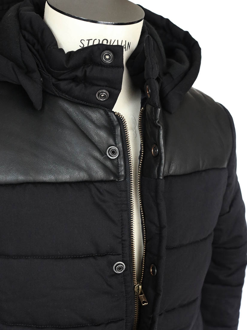 Louise Paris - APC Old school Mens&#39; black leather and cotton hooded down jacket Retail price 450 ...