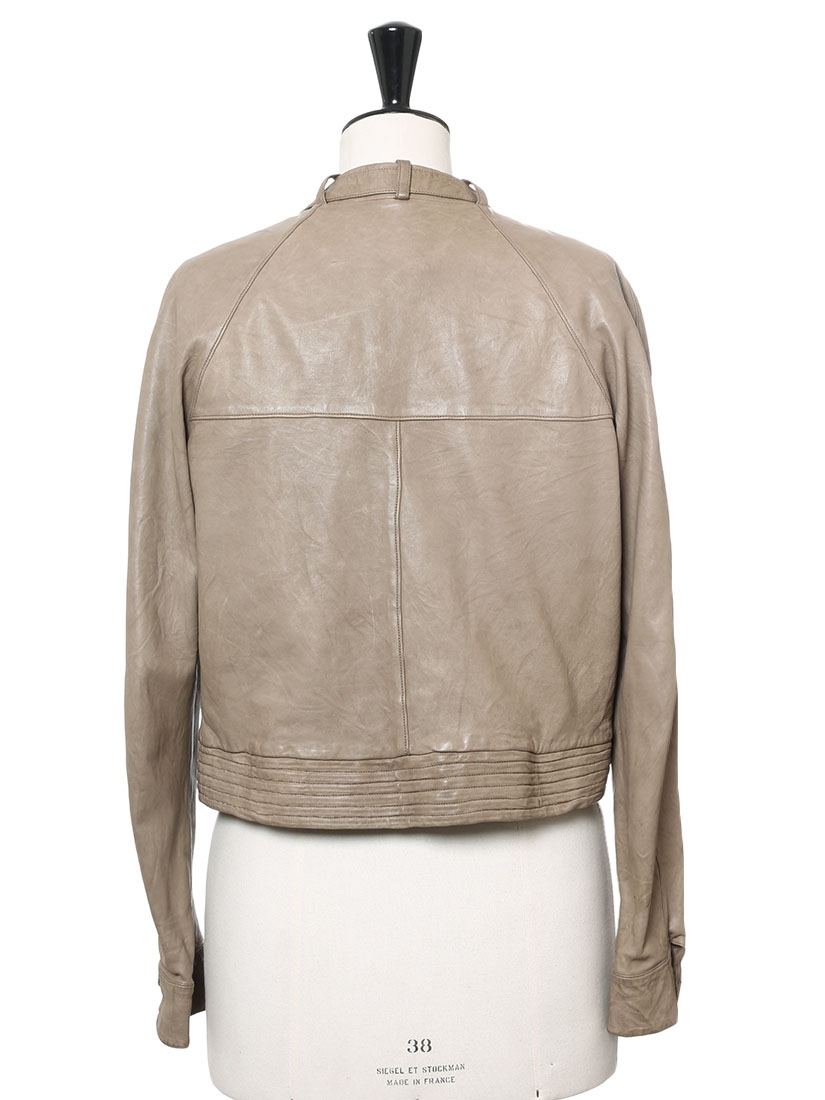 Louise Paris - CHLOE Light khaki green lambskin leather biker jacket Retail price €3000 Size 36