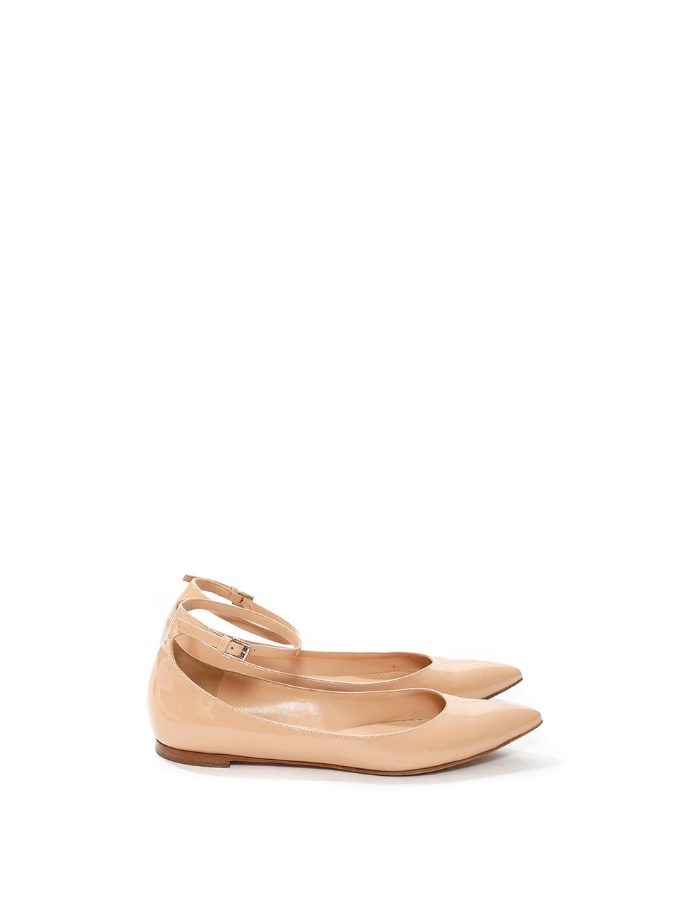 beige patent leather flats