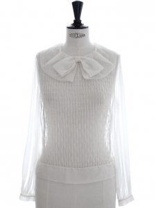 Blouse en organza de soie &eacute;cru du d&eacute;fil&eacute; Ete 2007 Px boutique 1500&euro; T 38