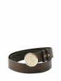 Ceinture en cuir taupe et boucle en émail NEUVE