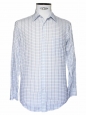 Chemise Homme en popeline de coton bleu ciel à carreaux Px boutique 160€ Taille 38