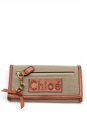 Portefeuille Haley en cuir camel et canvas beige NEUF