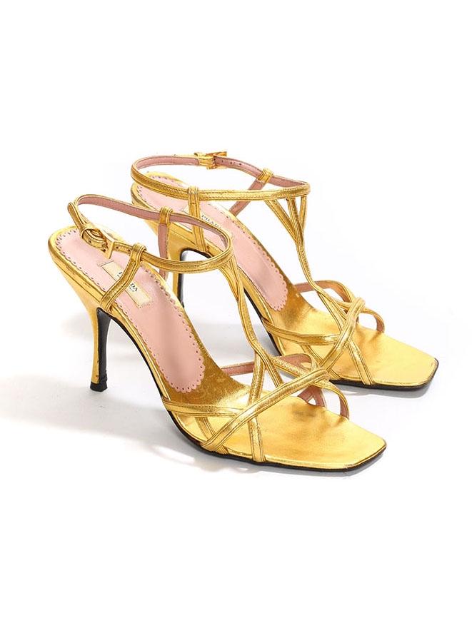 prada gold sandals