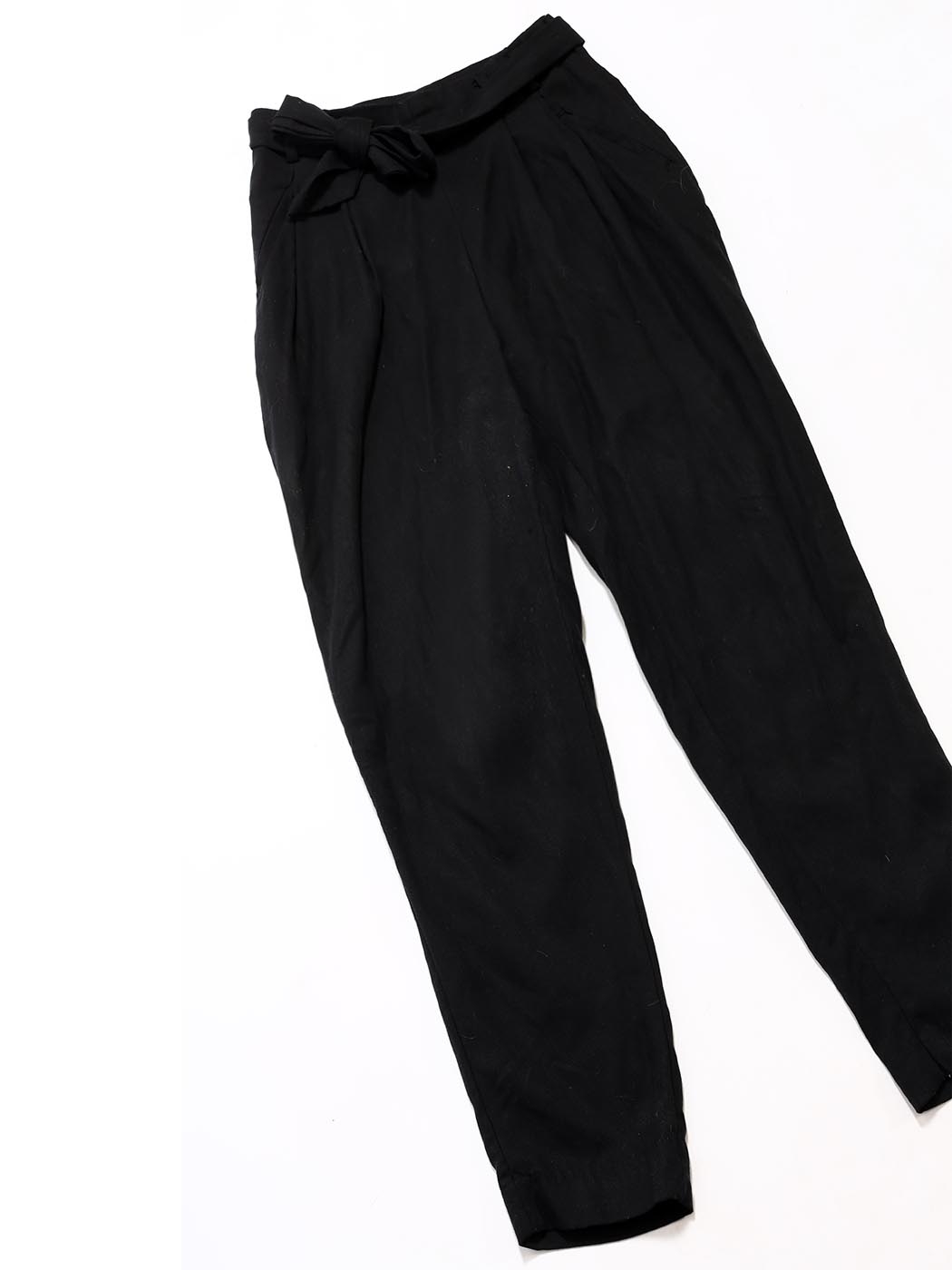 Louise Paris - Black cotton high waist pants with tied belt Size 34
