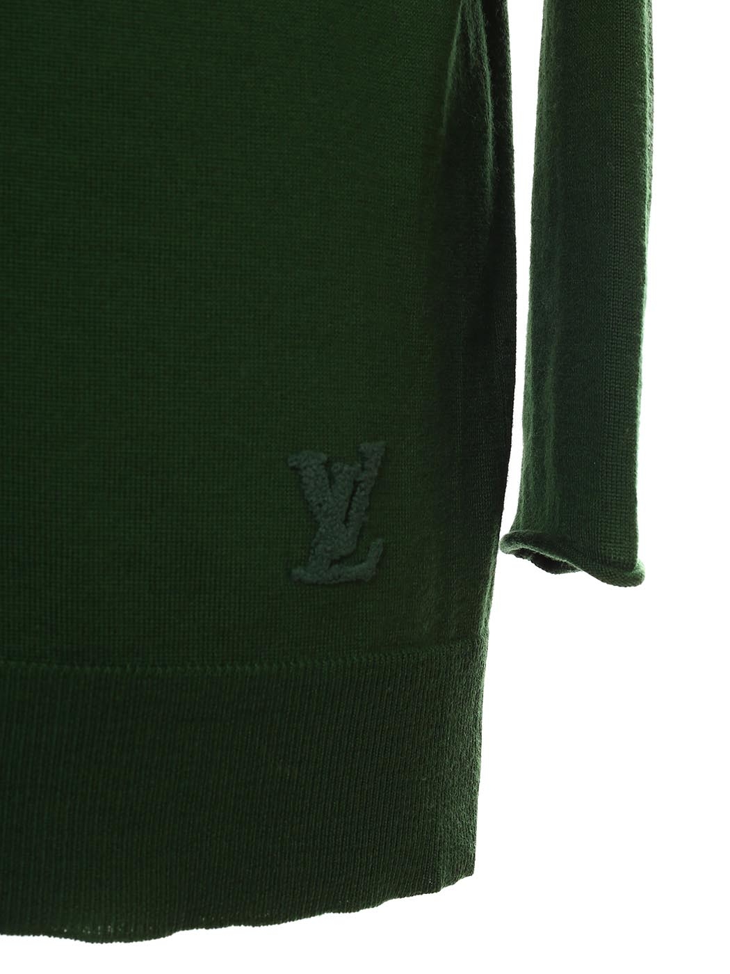Louise Paris LOUIS VUITTON English green wool V neck sweater Retail