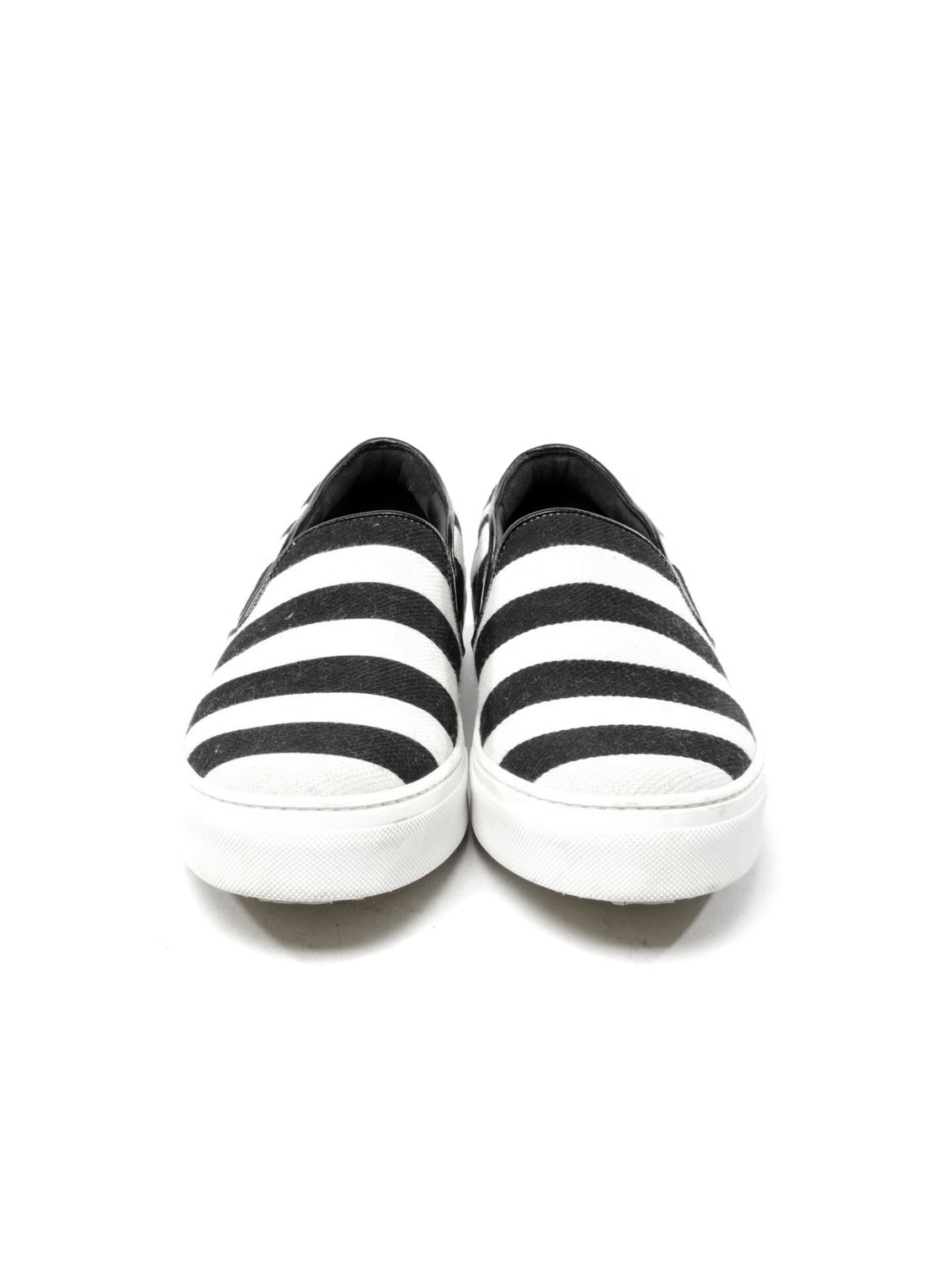black and white striped slippers