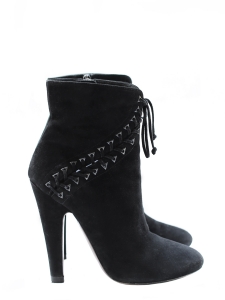 High heels black suede leather ankle boots Retail price 1050&euro; Size 38
