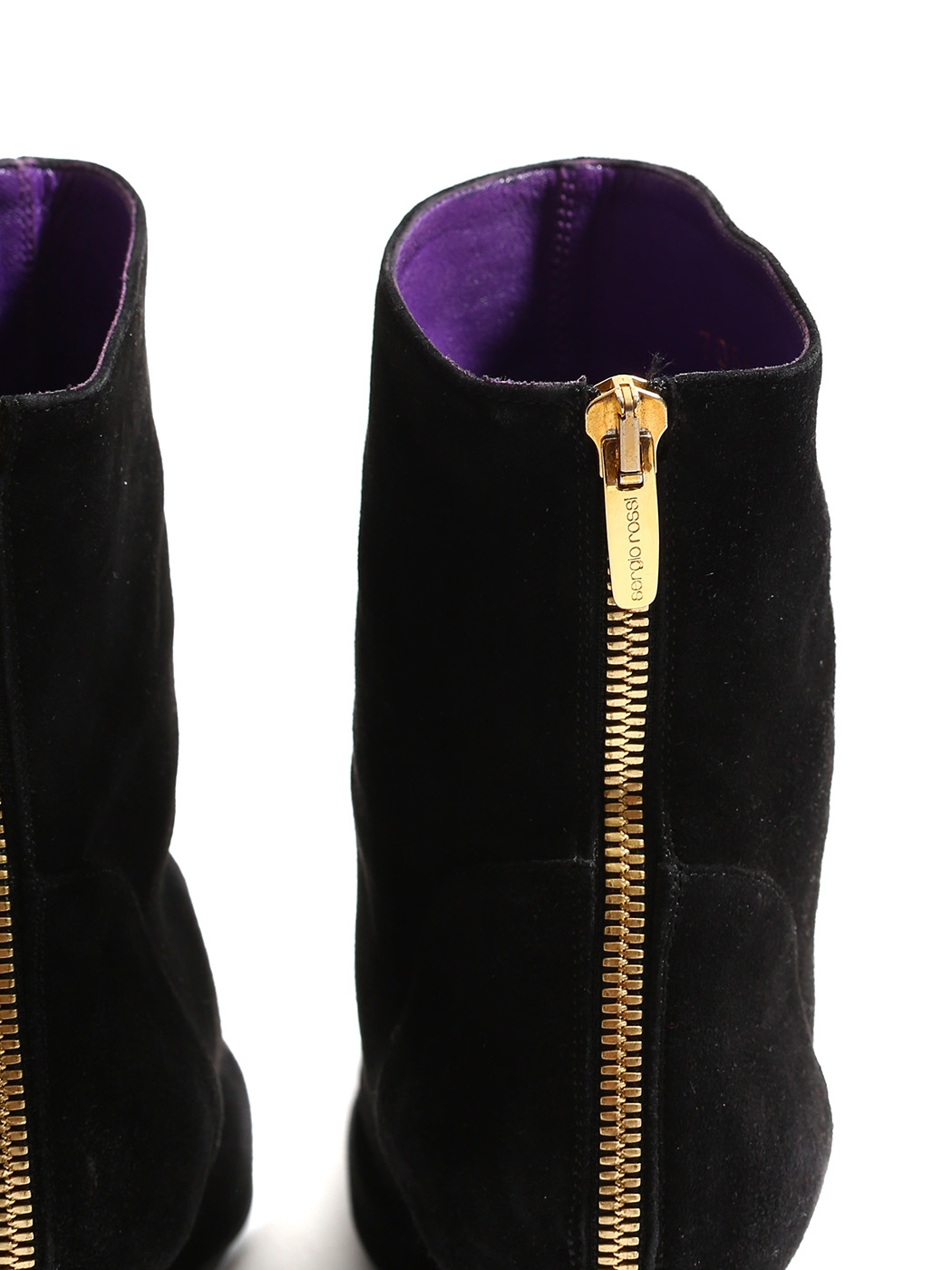 black ankle boots with gold zipper