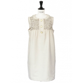 babydoll swarovski crystals beige cocktail silk cotton dress retail 2000 chloe