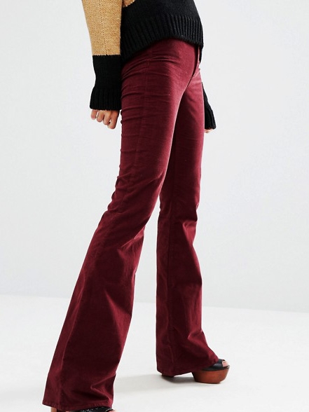maroon flare jeans