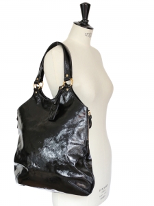 Sac TRIBUTE en cuir verni noir Px boutique $900
