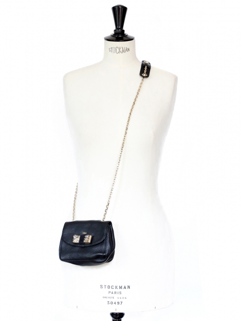 Louise Paris - CHLOE Black leather Lily mini cross body bag with a ...