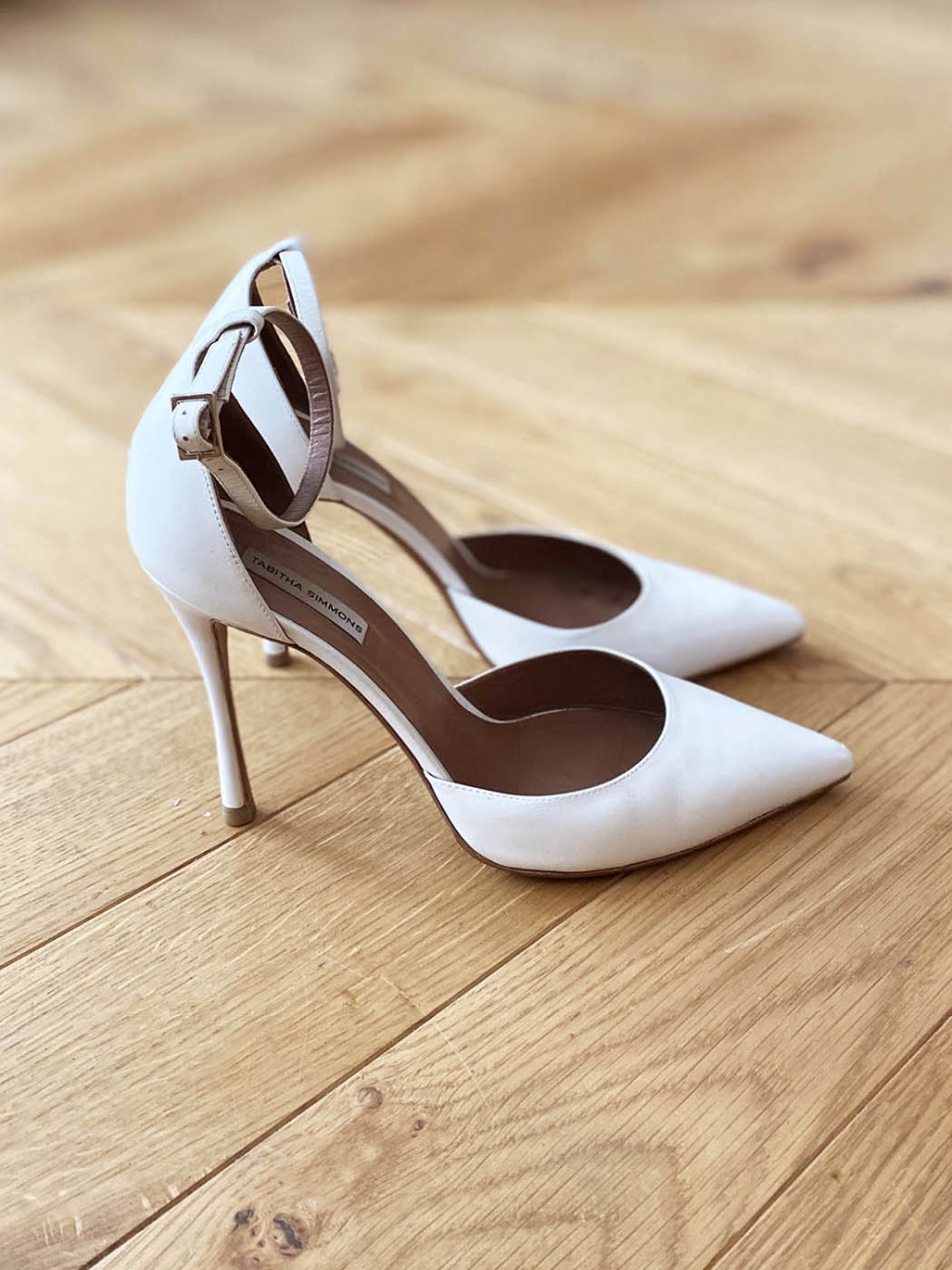 white leather stiletto heels