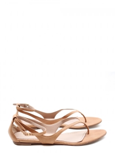 Sandales plates en cuir beige ros&eacute; ou nude Px boutique 500&euro; Taille 39