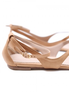Sandales plates en cuir beige ros&eacute; ou nude Px boutique 500&euro; Taille 39