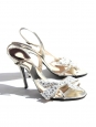 Sandales stilettos en cuir argent et noeud glitter blanc T 39