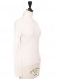 Pull col roulé en laine de cachemire côtelé blanc crème Prix boutique 450€ Taille XS/S