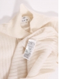 Pull col roulé en laine de cachemire côtelé blanc crème Prix boutique 450€ Taille XS/S