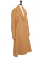 Long fitted camel brown wool and cashmere coat Retail price 2700€ Size 40