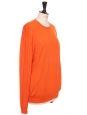 Pull col rond en cachemire orange vif Prix boutique 500€ Taille 38 à 40