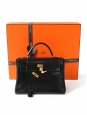 Classic smooth black leather handbag KELLY 32 from the 70s Retail