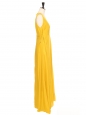 Robe longue fluide sans manche en soie jaune vif Prix boutique 2300€ Taille 36
