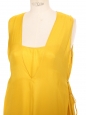 Bright yellow silk fluid sleeveless and V neck maxi dress Retail price €2300 Size 36