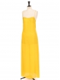 Robe longue fluide sans manche en soie jaune vif Prix boutique 2300€ Taille 36