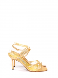 Gold leather high heel ankle strap sandals Retail price €695 Size 40