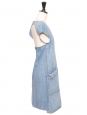 Short sleeved light blue jean V neck dress with pockets Retail 2900€ Size XS