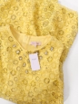 Yellow silk babydoll cocktail dress embroidered with crystals Retail Price 2100€ Size 38