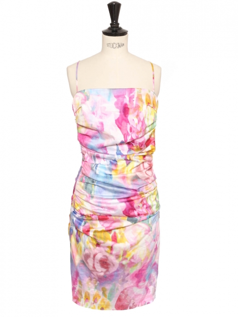 Fitted multicolored floral dress with thin straps Retail 1200€ Taille 34