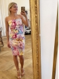 Fitted multicolored floral dress with thin straps Retail 1200€ Taille 34