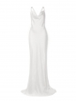 Robe de mariée longue dos nu bretelles croisées en satin blanc Taille S