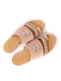 Sandales plates en velours rose, cuir nude et chaîne Prix boutique 1150€ Taille 37.5