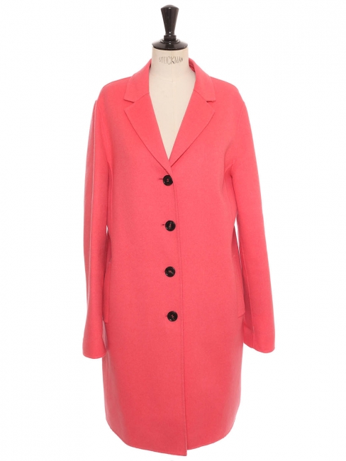 Candy pink wool blend straight coat Retail price €600 Size 40/42