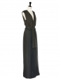 Robe colonne longue plissée en soie vert gris Px boutique 3265€ Taille 34