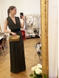 Green grey silk-blend draped pleated column dress Retail price €3265 Size 34