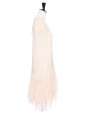 Robe manches longues en mousseline de soie rose poudre et volants Prix boutique 2500€ Taille 36