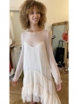 Powder pink silk chiffon and ruffles long sleeves dress Retail price €2415 Size 36