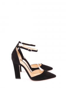 Black suede high heel pointy toe ankle strap pumps Retail price €690 Size 36